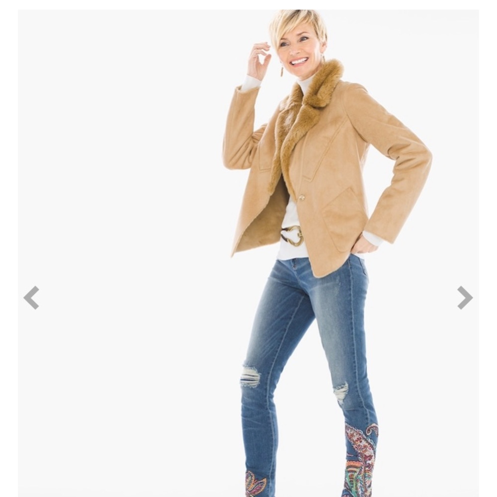 Chico’s faux shearling snap button coat - Picture 1 of 8